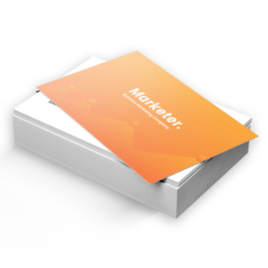 White box with an orange promotional card labeled "Marketer."